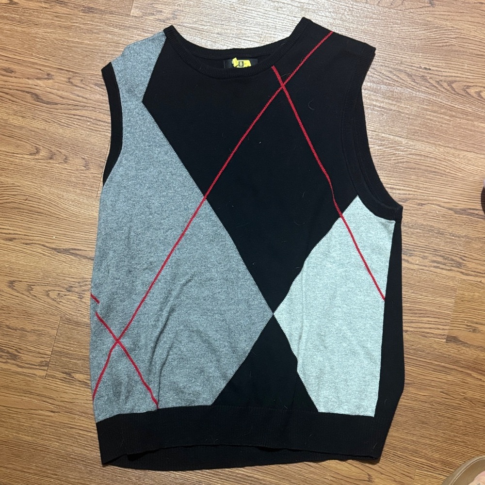 Express Black and Gray Argyle Sweater Vest